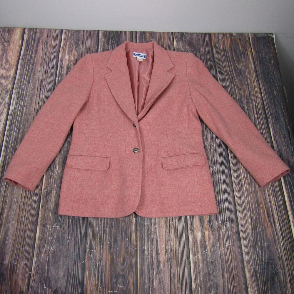 Vintage‎ Pendleton Womens 12 Pink 2 Button Blazer Coat Work Office Siren 90s